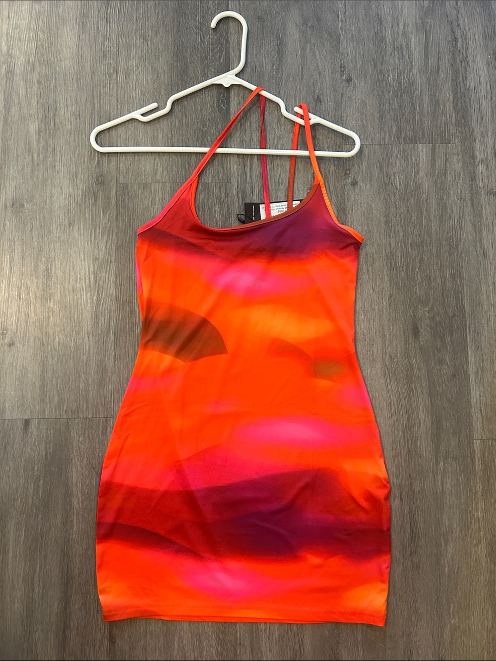 PrettyLittleThing Red and Pink Gradient Slip Mini Dress